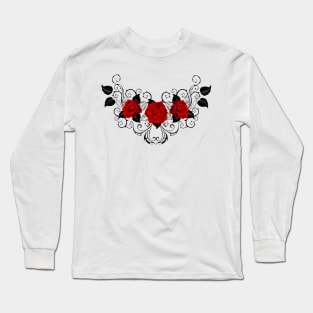 Symmetrical Pattern of Red Roses (without a shadow) Long Sleeve T-Shirt